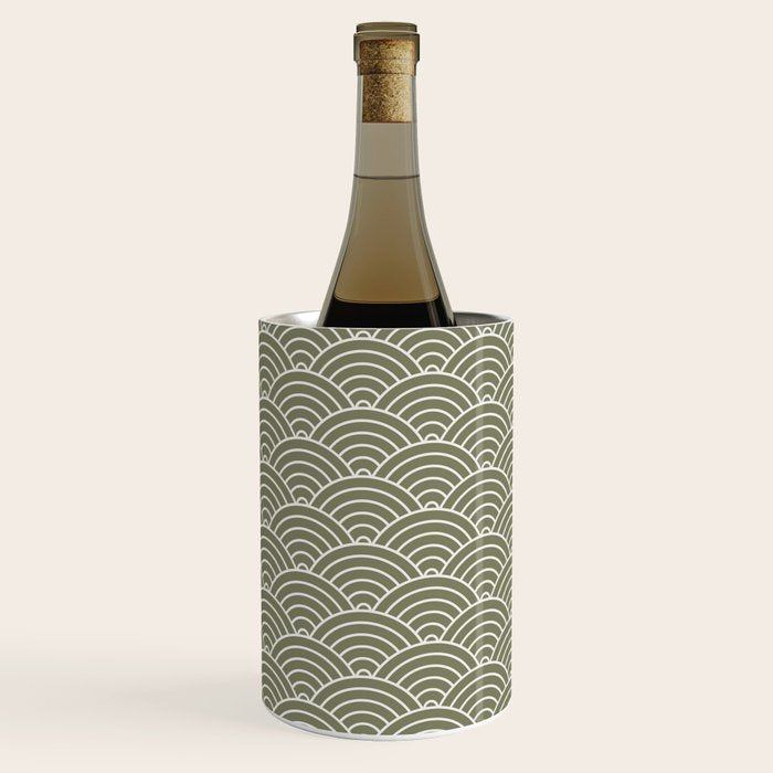 Japanese Waves Pattern Olive II Wine Chiller Gallery Image 2
