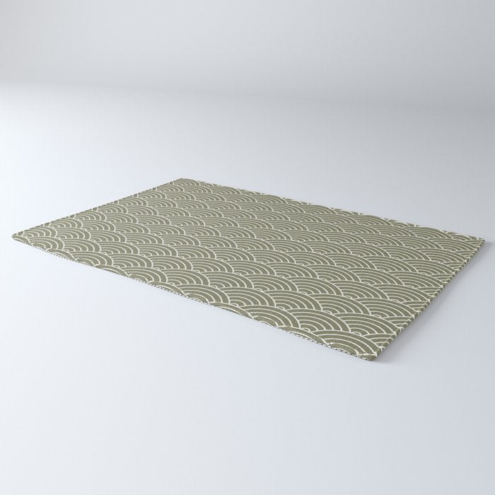 Japanese Waves Pattern Olive II Rug Gallery Image 3