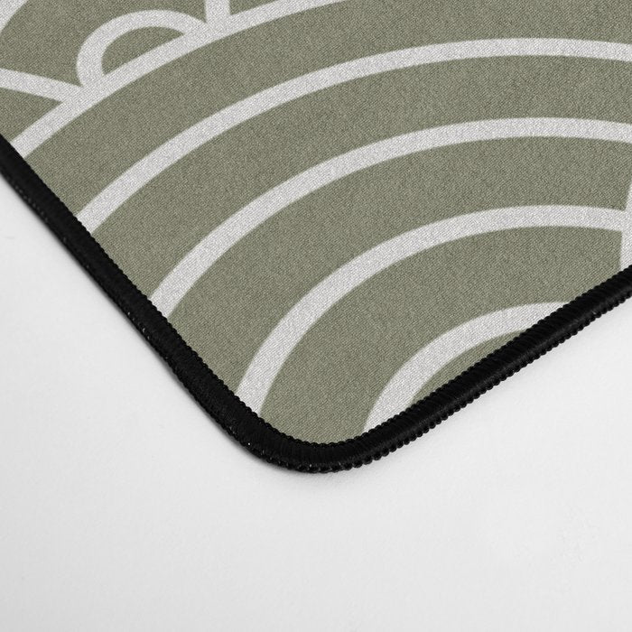 Japanese Waves Pattern Olive II Desk Mat Gallery Image 4