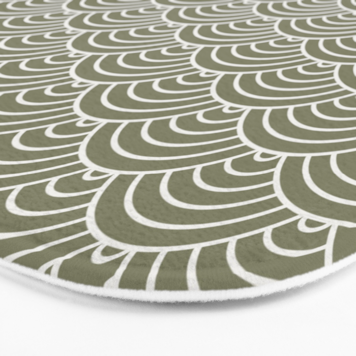 Japanese Waves Pattern Olive II Bath Mat Gallery Image 3