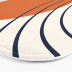 Geometric Lines in Navy Blue Orange 1 (Rainbow Abstraction) Bath Mat Gallery Image 3