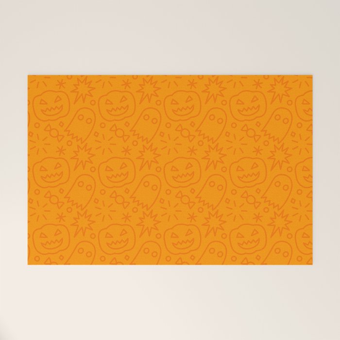 Fun halloween cartoon doodle art pattern Welcome Mat Gallery Image 1