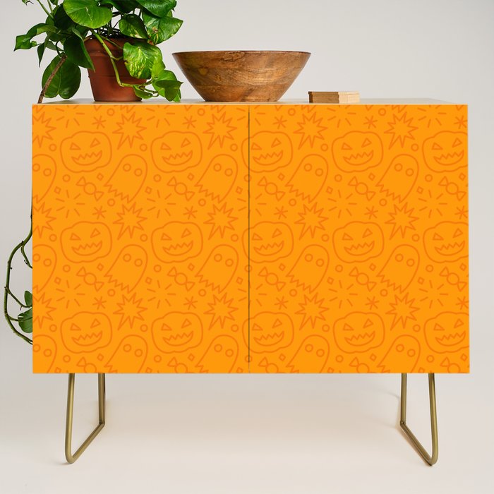 Fun halloween cartoon doodle art pattern Credenza Gallery Image 1