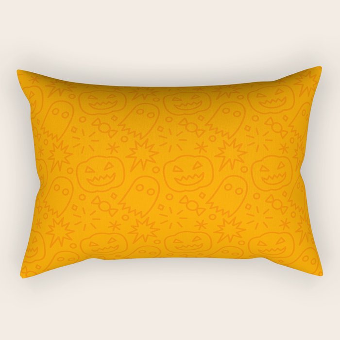 Fun halloween cartoon doodle art pattern Rectangular Pillow Gallery Image 2