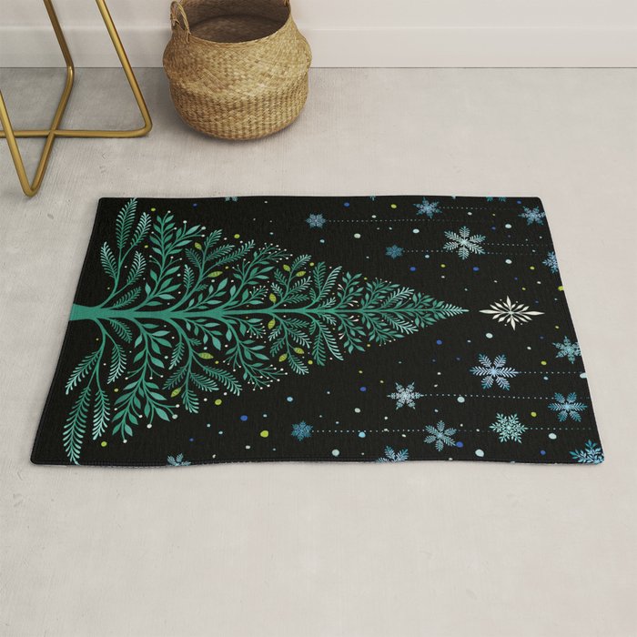 Christmas Night Tree-Snowy Rug Gallery Image 1