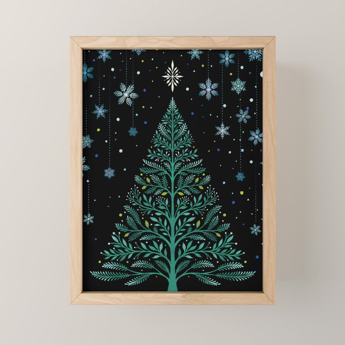 Christmas Night Tree-Snowy Mini Art Print Gallery Image 1