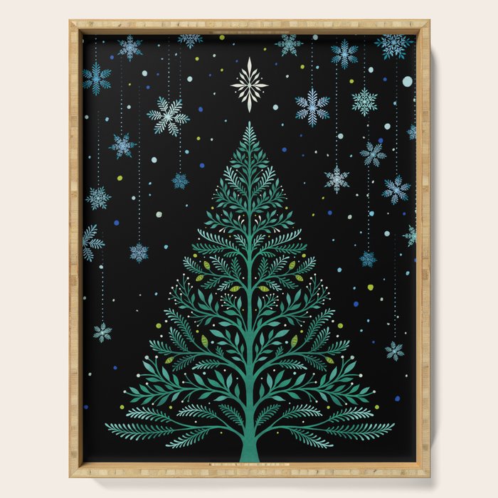 Christmas Night Tree-Snowy Serving Tray Gallery Image 1