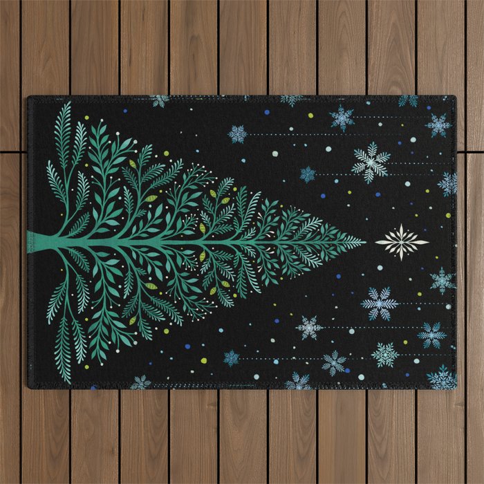 Christmas Night Tree-Snowy Outdoor Rug Gallery Image 1