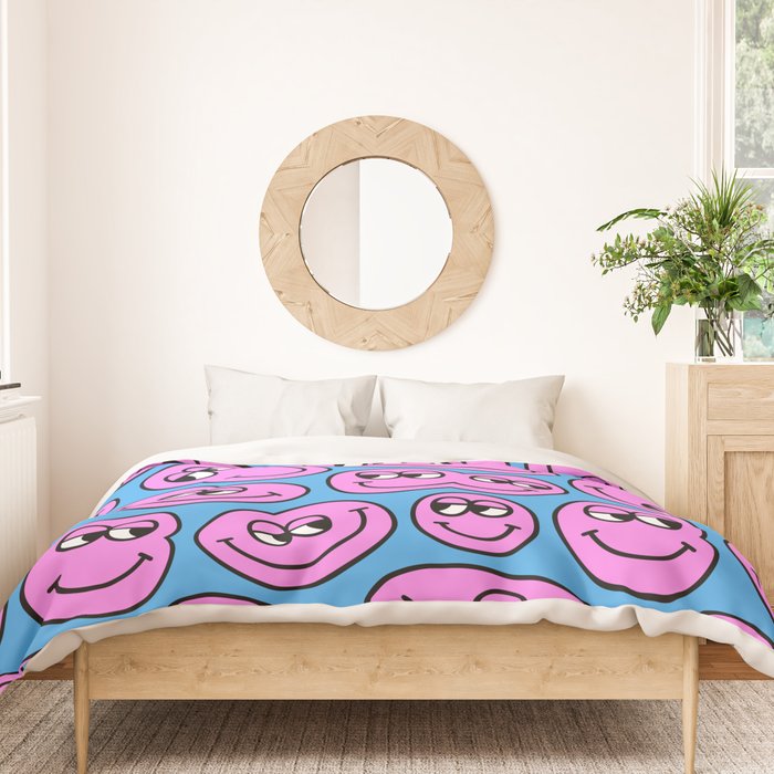 Funny retro smiling face cartoon pattern Duvet Cover Gallery Image 3