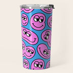 Funny retro smiling face cartoon pattern Travel Mug Gallery Image 2