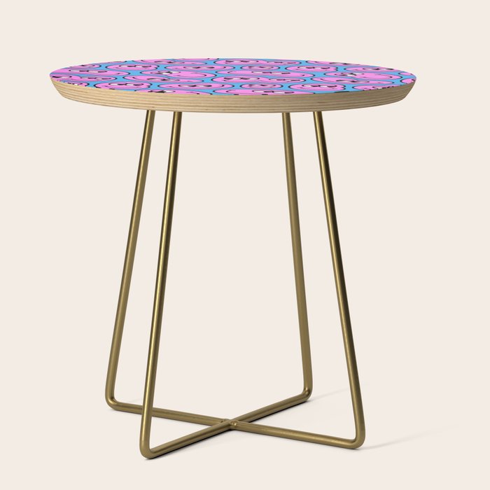 Funny retro smiling face cartoon pattern Side Table Gallery Image 1