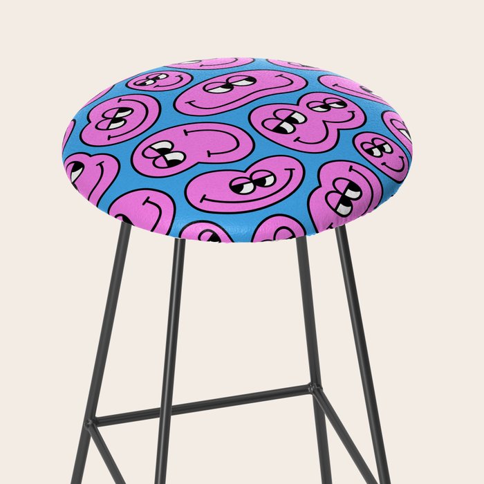 Funny retro smiling face cartoon pattern Stool Gallery Image 2