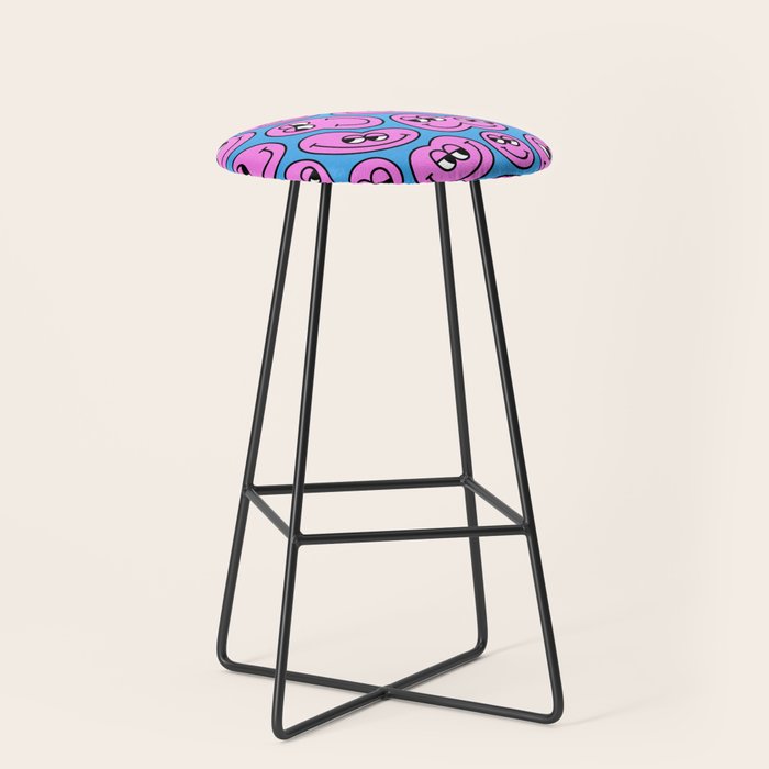 Funny retro smiling face cartoon pattern Stool Gallery Image 1