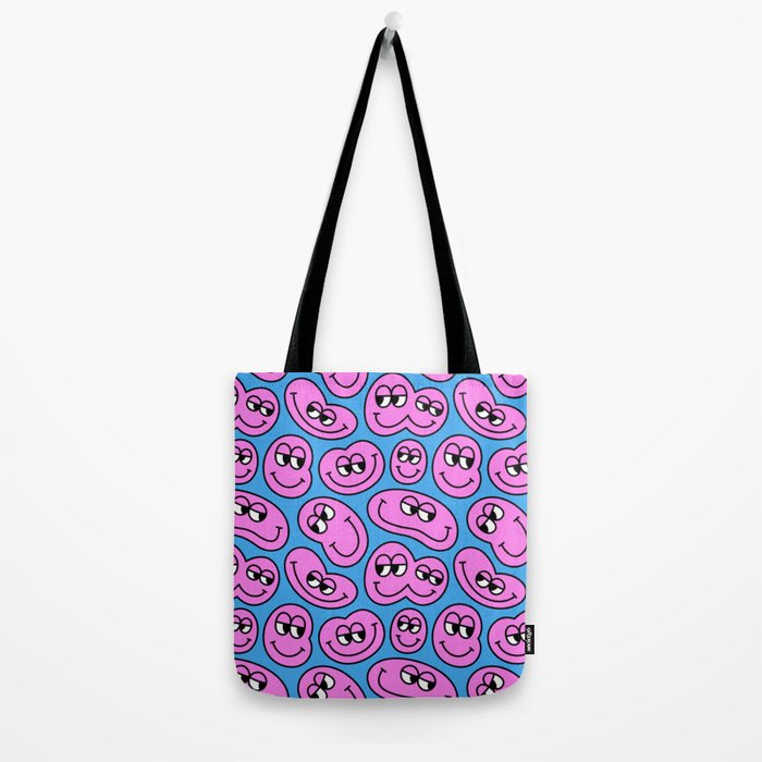 Funny retro smiling face cartoon pattern Tote Bag Gallery Image 2