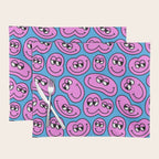 Funny retro smiling face cartoon pattern Placemat Gallery Image 1