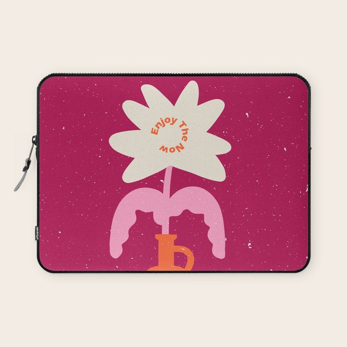 Abstract modern vase and flower. Enjoy the Now quote Laptop Sleeve Gallery Image 1