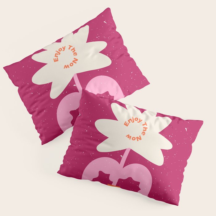 Abstract modern vase and flower. Enjoy the Now quote Pillow Sham Gallery Image 3