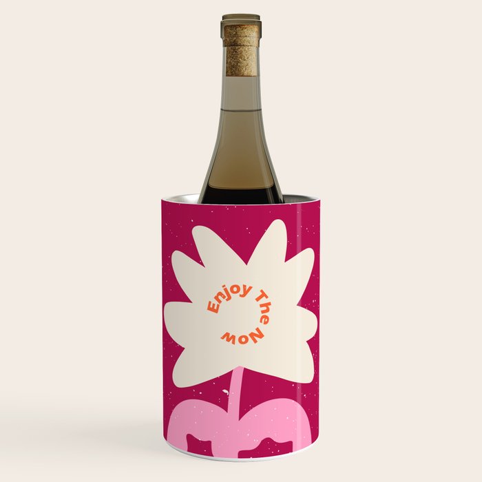 Abstract modern vase and flower. Enjoy the Now quote Wine Chiller Gallery Image 1