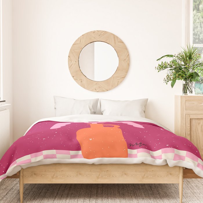 Abstract modern vase and flower. Enjoy the Now quote Duvet Cover Gallery Image 3