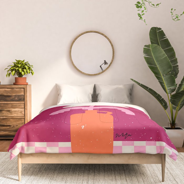 Abstract modern vase and flower. Enjoy the Now quote Comforter Gallery Image 3