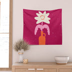 Abstract modern vase and flower. Enjoy the Now quote Wall Tapestry Gallery Image 2