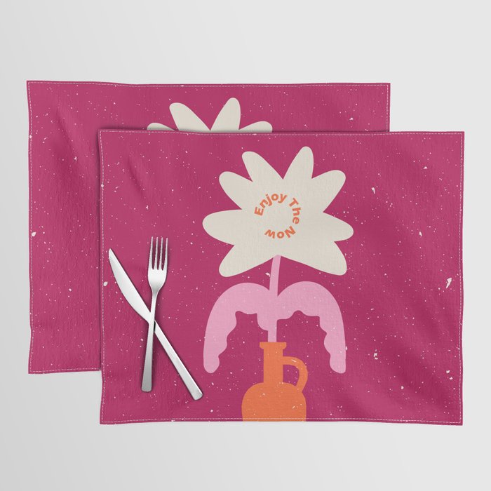 Abstract modern vase and flower. Enjoy the Now quote Placemat Gallery Image 1