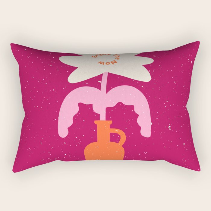 Abstract modern vase and flower. Enjoy the Now quote Rectangular Pillow Gallery Image 2