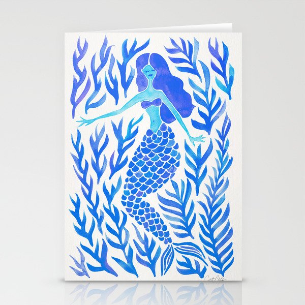 Kelp Forest Mermaid - Blue Palette Stationery Card Gallery Image 1