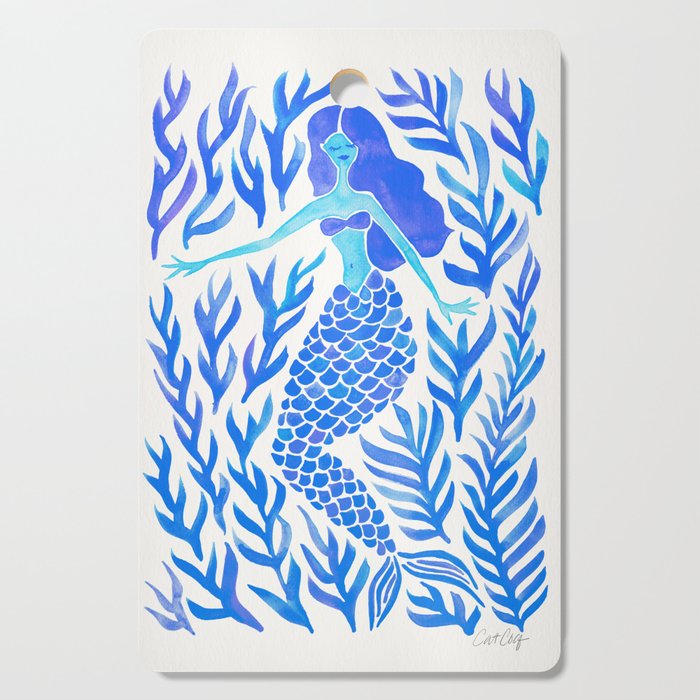 Kelp Forest Mermaid - Blue Palette Cutting Board Gallery Image 1