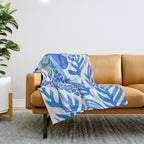 Kelp Forest Mermaid - Blue Palette Throw Blanket Gallery Image 1