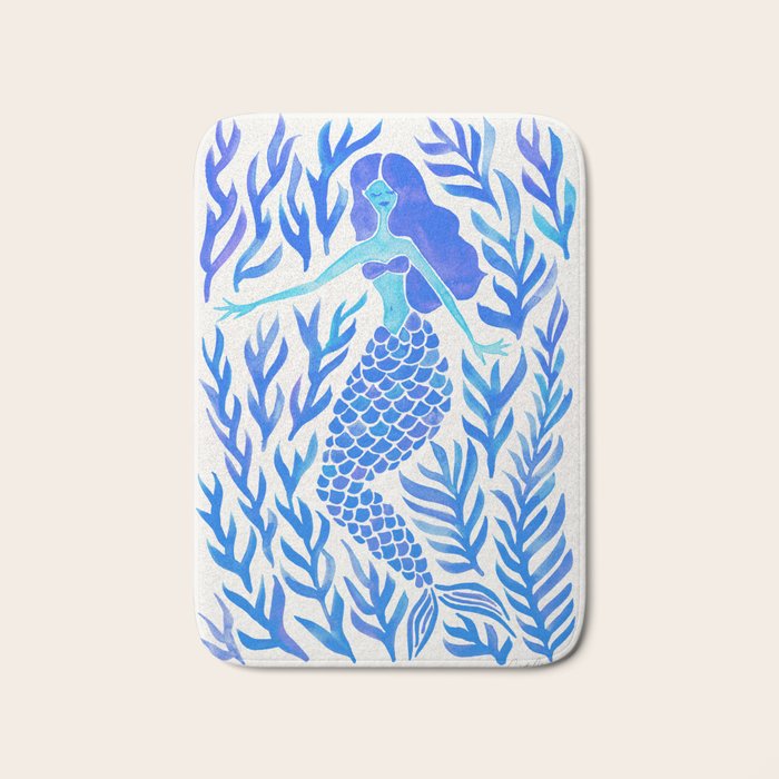 Kelp Forest Mermaid - Blue Palette Bath Mat Gallery Image 1
