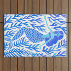 Kelp Forest Mermaid - Blue Palette Outdoor Rug Gallery Image 1