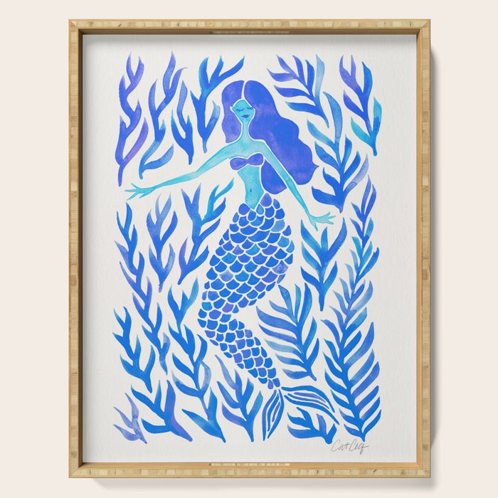 Kelp Forest Mermaid - Blue Palette Serving Tray Gallery Image 1