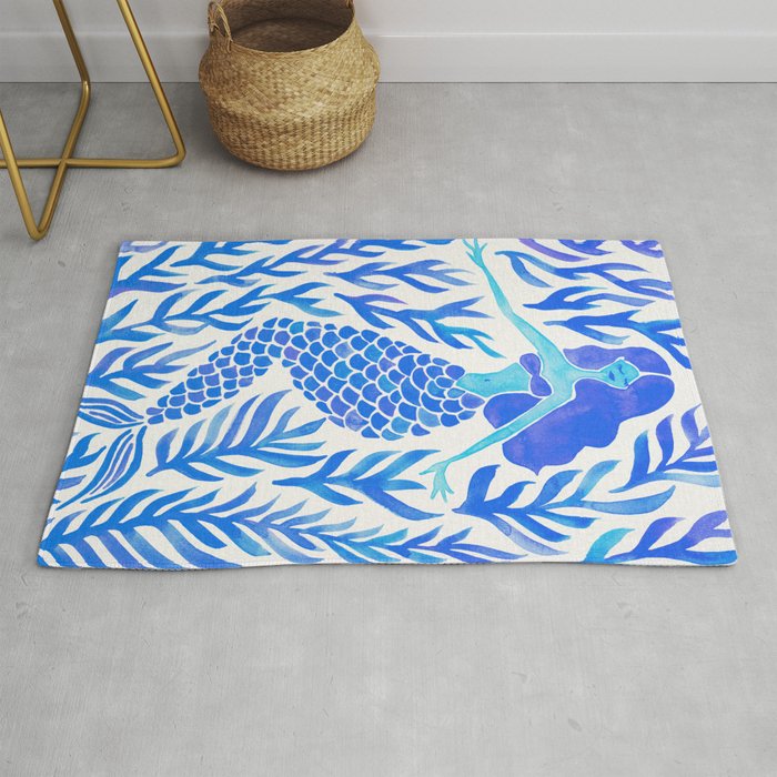 Kelp Forest Mermaid - Blue Palette Rug Gallery Image 1