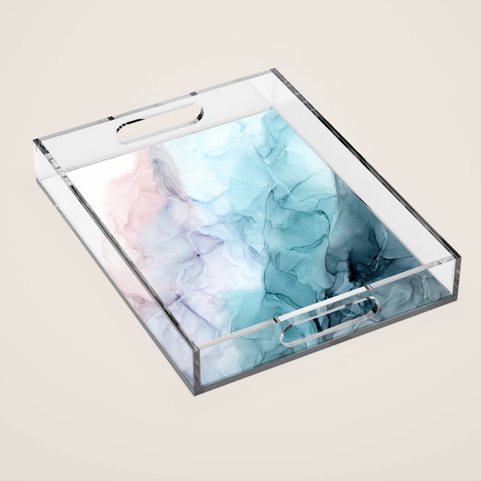 Beachy Pastel Flowing Ombre Abstract Flip Acrylic Tray Gallery Image 1