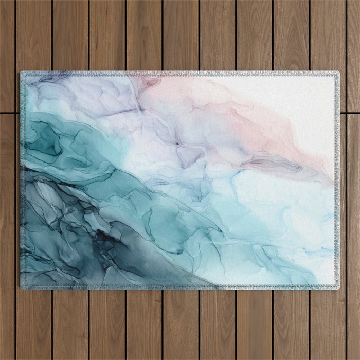 Beachy Pastel Flowing Ombre Abstract Flip Outdoor Rug Gallery Image 1