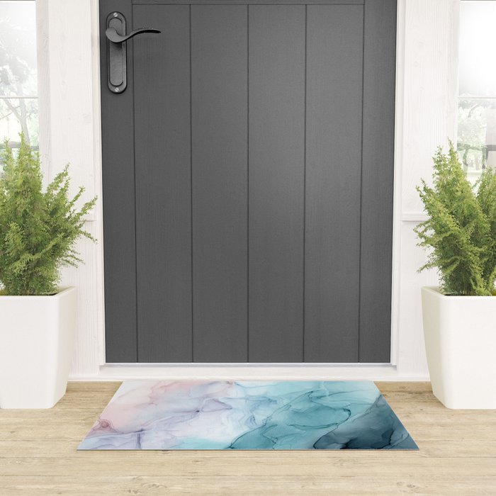 Beachy Pastel Flowing Ombre Abstract Flip Welcome Mat Gallery Image 3