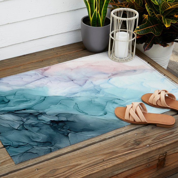 Beachy Pastel Flowing Ombre Abstract Flip Outdoor Rug Gallery Image 2
