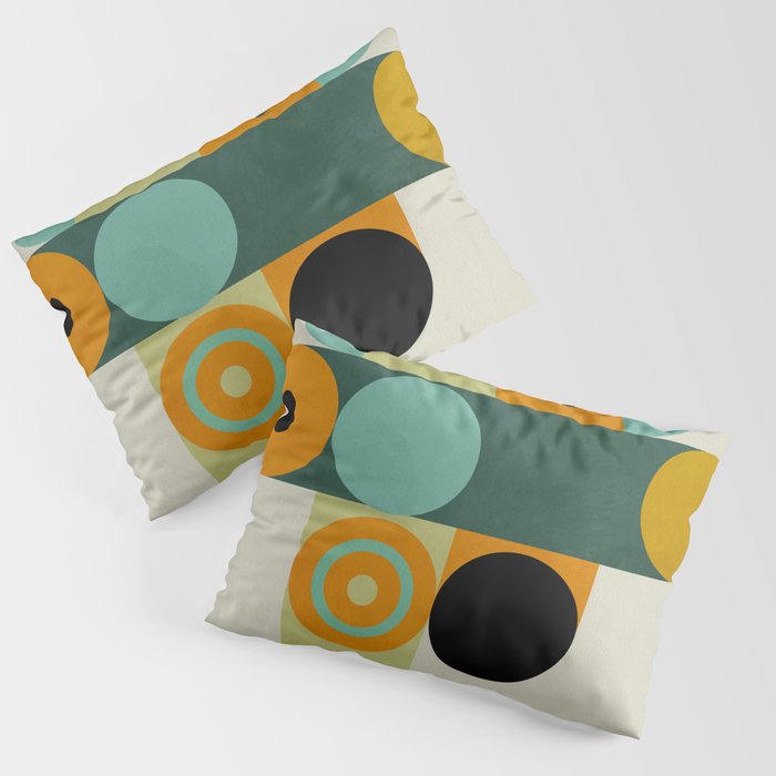 mid mod geometry green teal nature 1 Pillow Sham Gallery Image 3