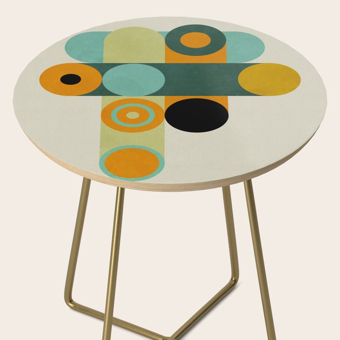mid mod geometry green teal nature 1 Side Table Gallery Image 2