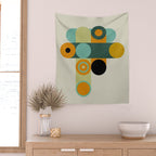 mid mod geometry green teal nature 1 Wall Tapestry Gallery Image 2