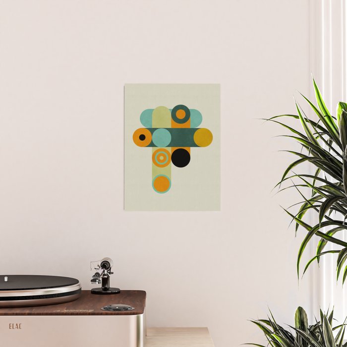 mid mod geometry green teal nature 1 Poster Gallery Image 2