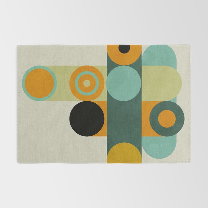 mid mod geometry green teal nature 1 Rug Gallery Image 2