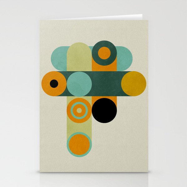 mid mod geometry green teal nature 1 Stationery Card Gallery Image 2