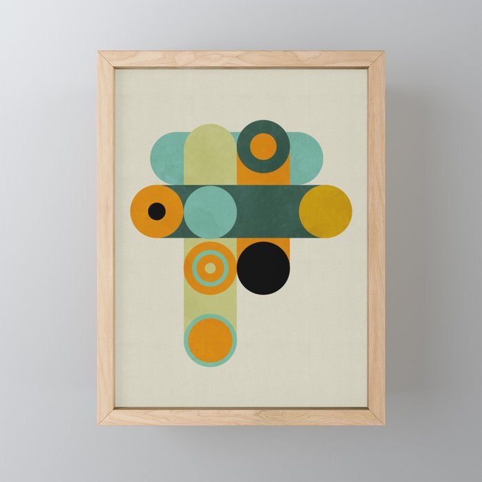 mid mod geometry green teal nature 1 Mini Art Print Gallery Image 1