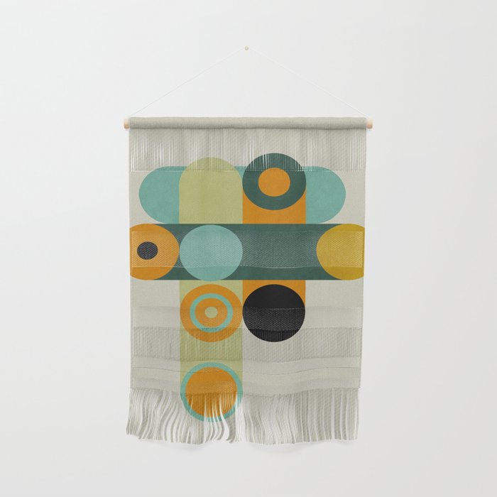 mid mod geometry green teal nature 1 Wall Hanging Gallery Image 1