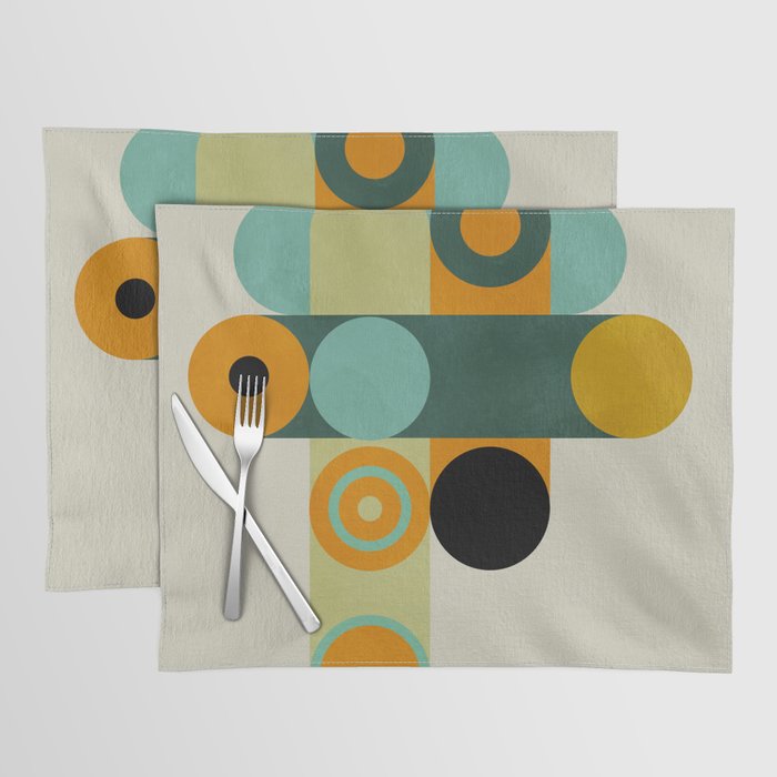 mid mod geometry green teal nature 1 Placemat Gallery Image 1