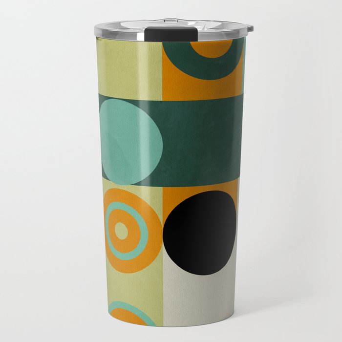 mid mod geometry green teal nature 1 Travel Mug Gallery Image 1