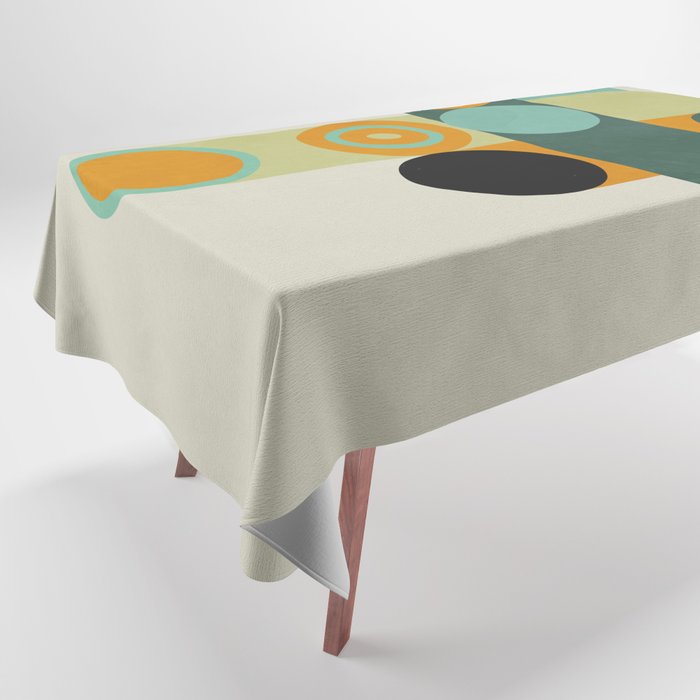 mid mod geometry green teal nature 1 Tablecloth Gallery Image 1