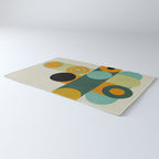 mid mod geometry green teal nature 1 Rug Gallery Image 3